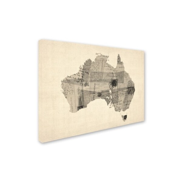 Michael Tompsett 'Old Postcard Map Of Australia' Canvas Art,14x19